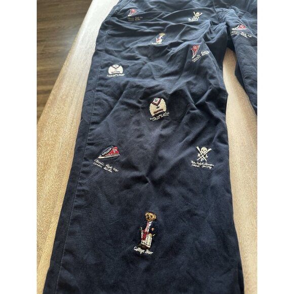Polo Ralph Lauren Navy Blue Embroidered College Bear Straight Stretch Fit 32X30 - Picture 3 of 12